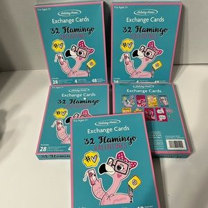 Valentines 160 Flamingo Exchange Cards 240 Stickers  5 Boxes Holiday Home, new